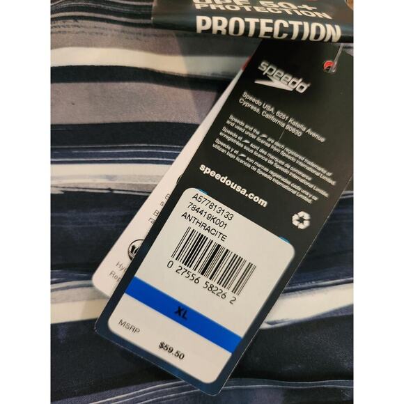 Speedo Swim Trunks Men's Sz XL BlueGray Anthracite Design Mesh Lined Stretch NWT - Picture 4 of 5